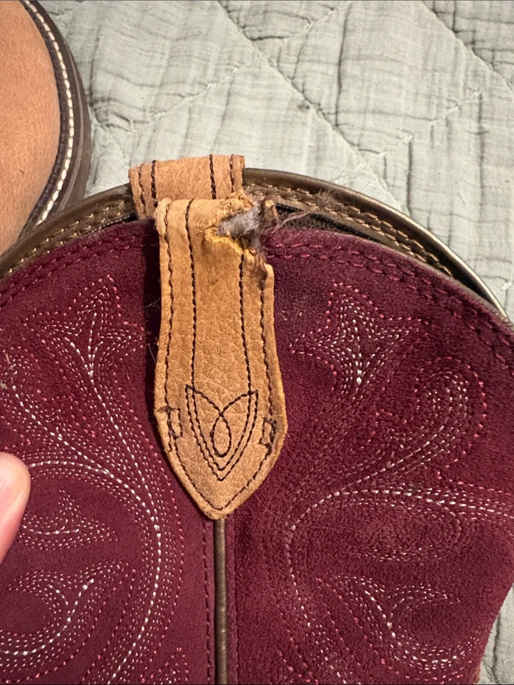Ariat Two-Tone Leather Western Boots — Tan & Burgundy Shaft - Picture 2 of 2